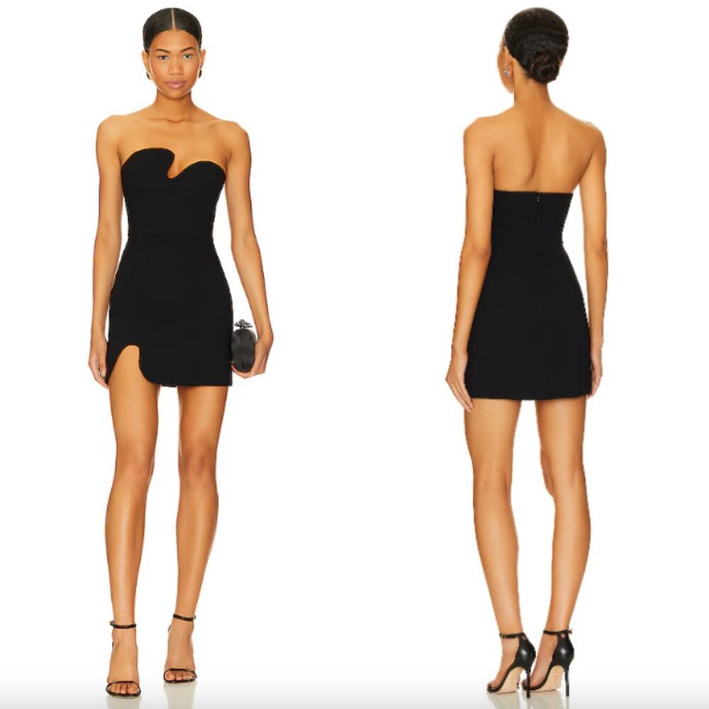 NWOT Amanda Uprichard black asymmetrical Puzzle sculptural abstract mini dress